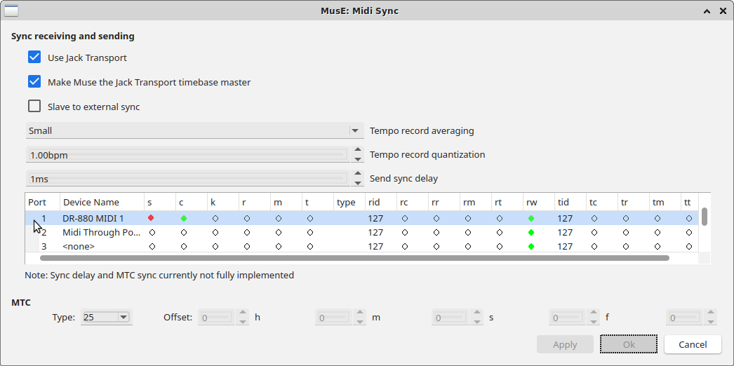 Midi Sync Dialog